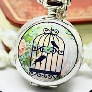 Victorian Silver Pocket Watch Pendant Necklace